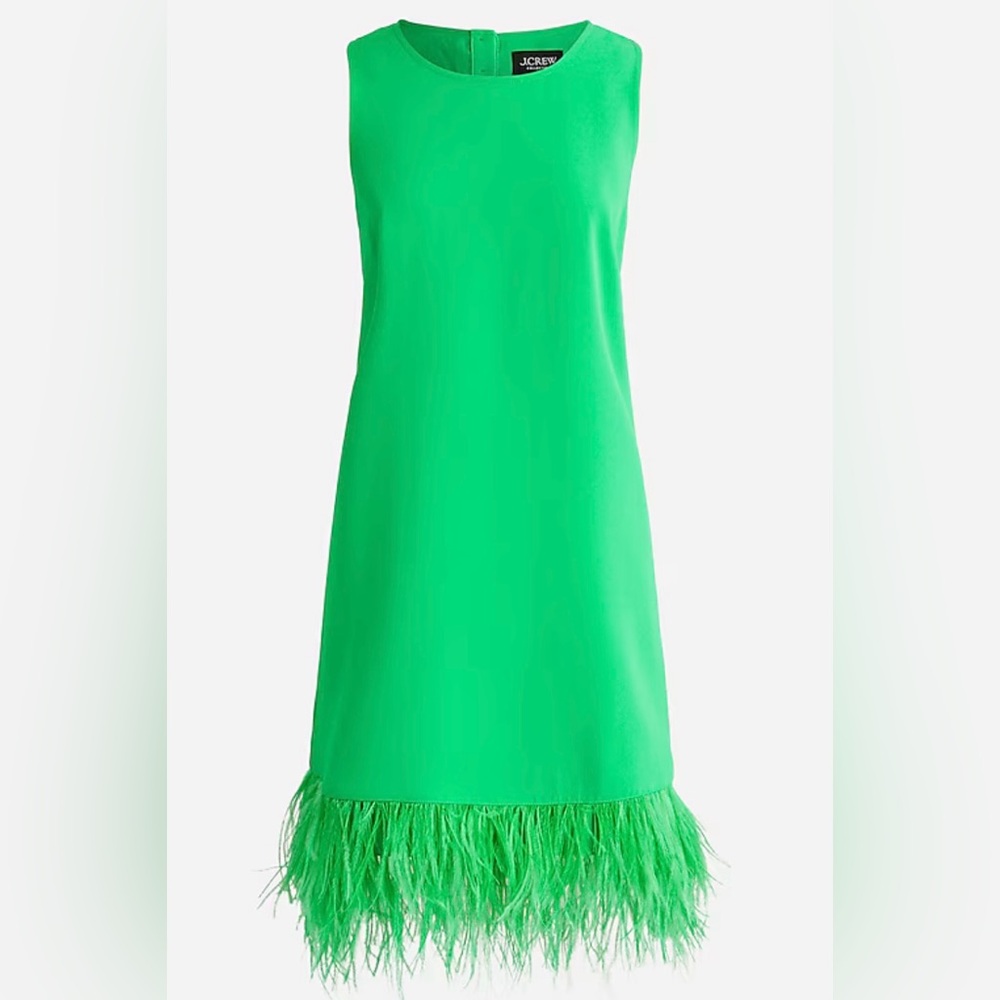J Crew Crepe feather-trim shift dress